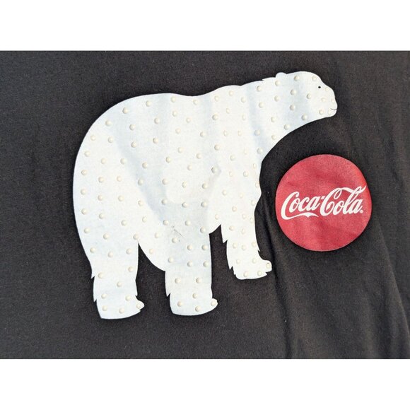 Coca-Cola Black Asymmetrical T-Shirt With Polar Bear & Logo Graphic S - Picture 2 of 4